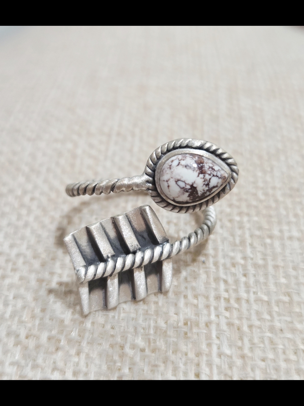 Sterling Silver Wild Horse Teardrop Wrap Ring